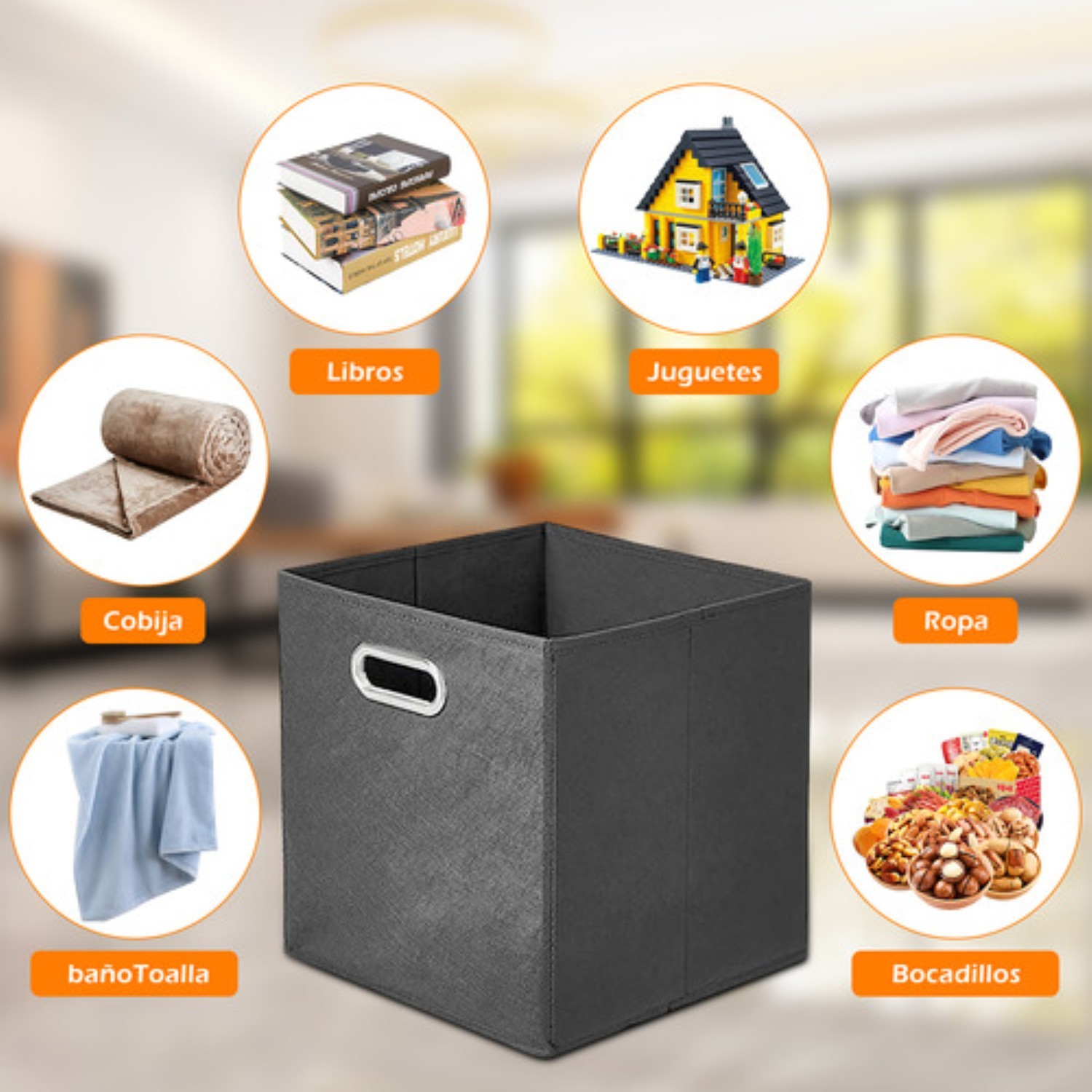 4 Caja Organizador Almacenamiento Hogar Trabajo Plegable NEGRAS image number null