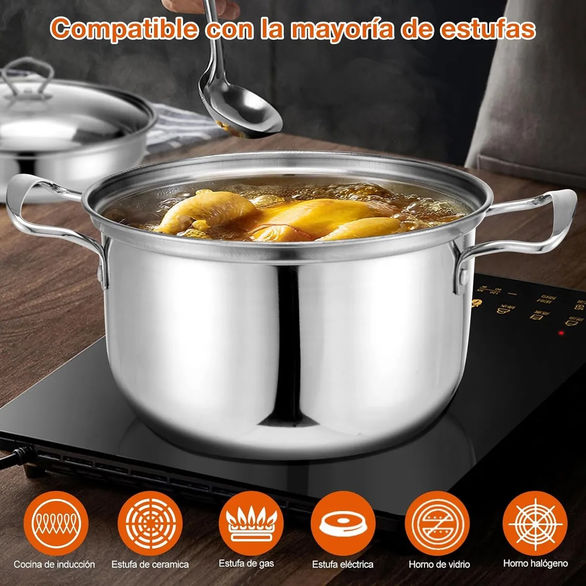 18pcs Completa Bateria De Cocina Antiadherente Inoxidable image number null