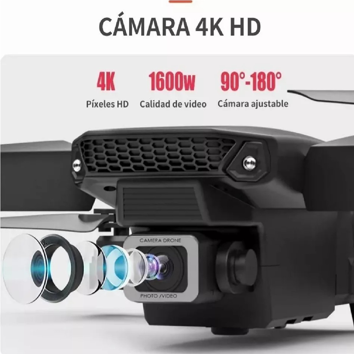 Control Remoto Drone Con Par C&aacute;mara 4k Quadcopter + 2bater&iacute;a image number null
