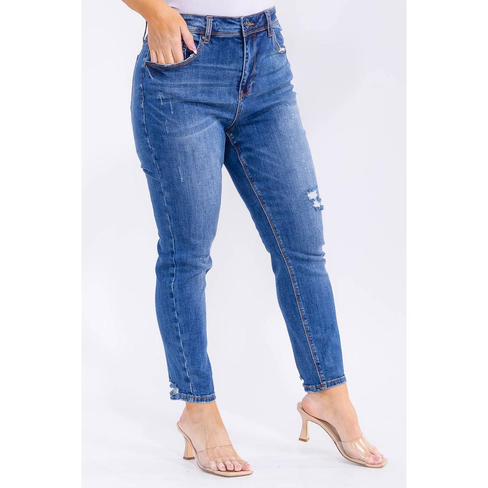Jeans skinny con destrucciones /Tallas Extras, 27868 (Azul medio) image number null