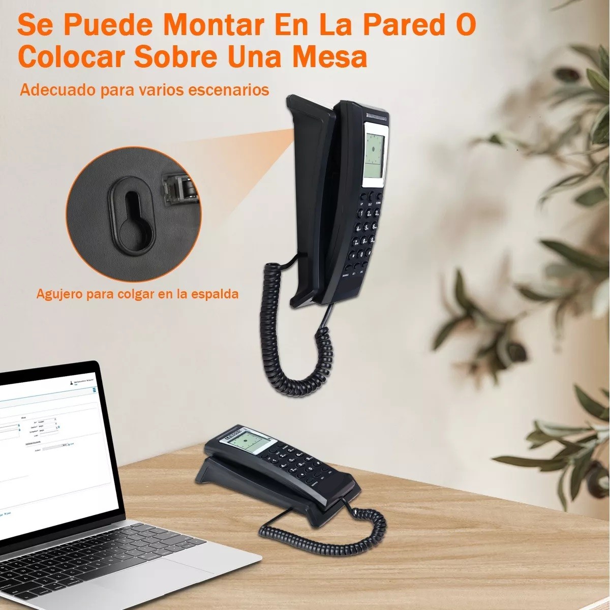Tel&eacute;fono Fijo Colgar Pared Con Identificador De Llamadas. image number null