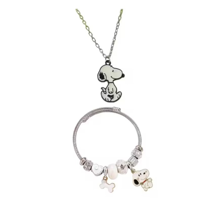 Collar Y Pulsera Con Colgante Ajustable De Snoopy image number null