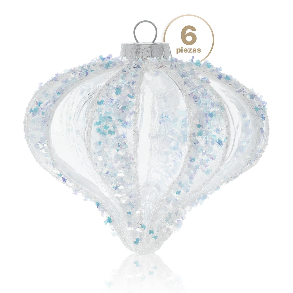 Set con 6 Esferas de Cristal Decoraci&oacute;n Navide&ntilde;a 10 cm para &Aacute;rbol de Navidad (Rusa) ESQUIMAL image number null