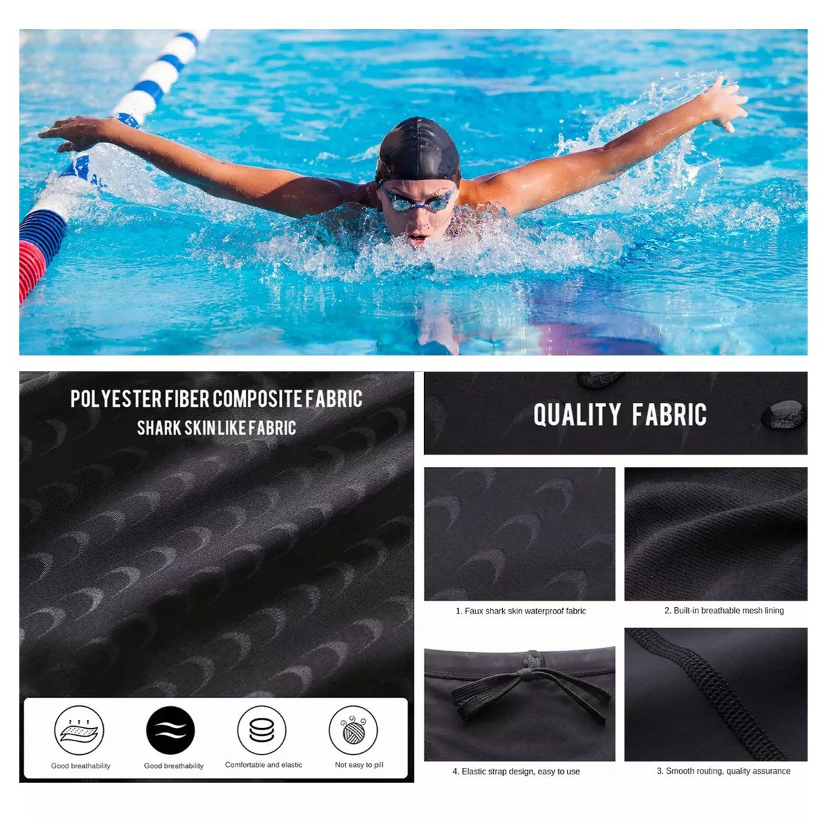 Trajes De Ba&ntilde;o Deportivo Hombre Nataci&oacute;n Y Gorro De Nataci&oacute;n 4XL image number null