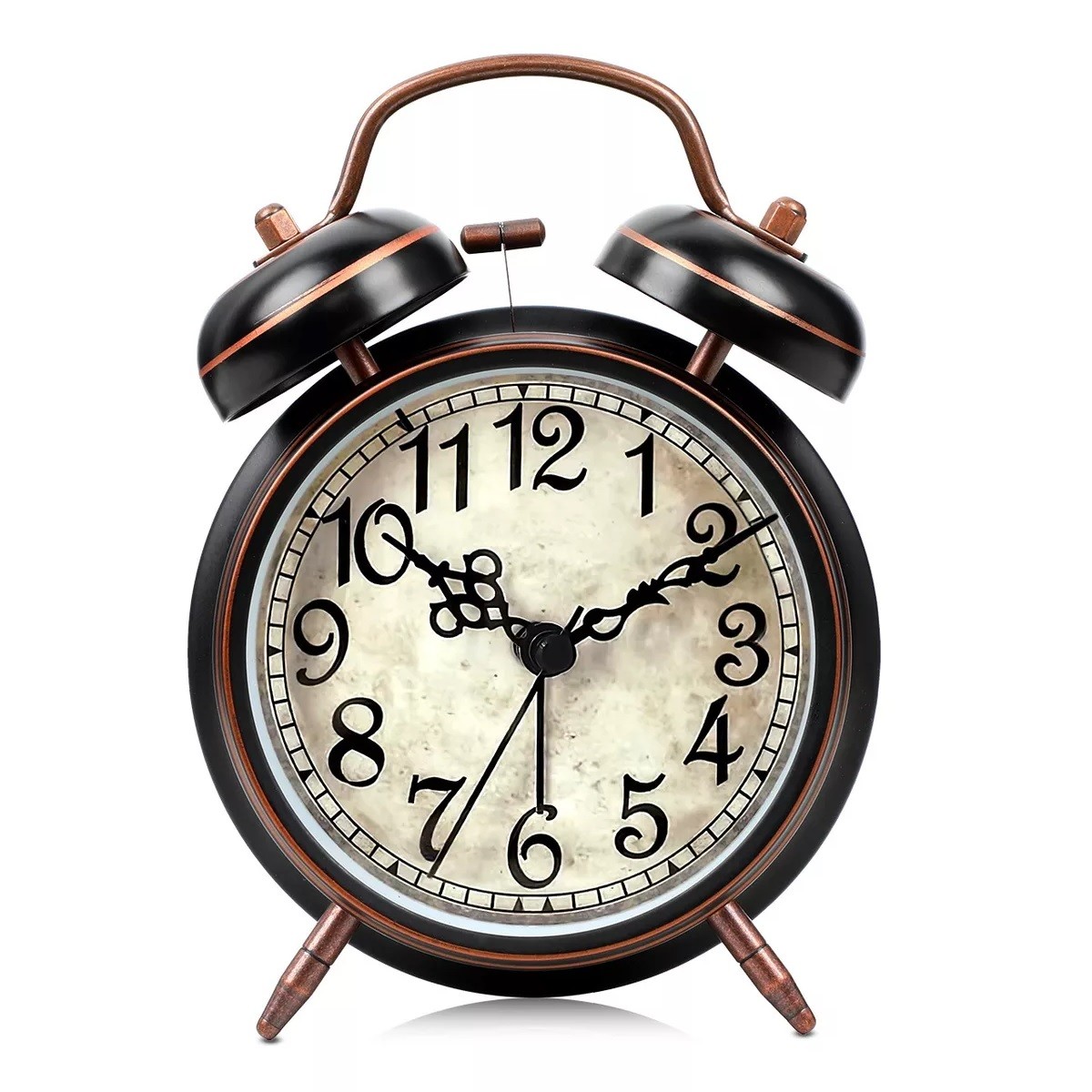 Reloj Despertador Campana Retro Anal&oacute;gico Estilo Vintage Negro image number null