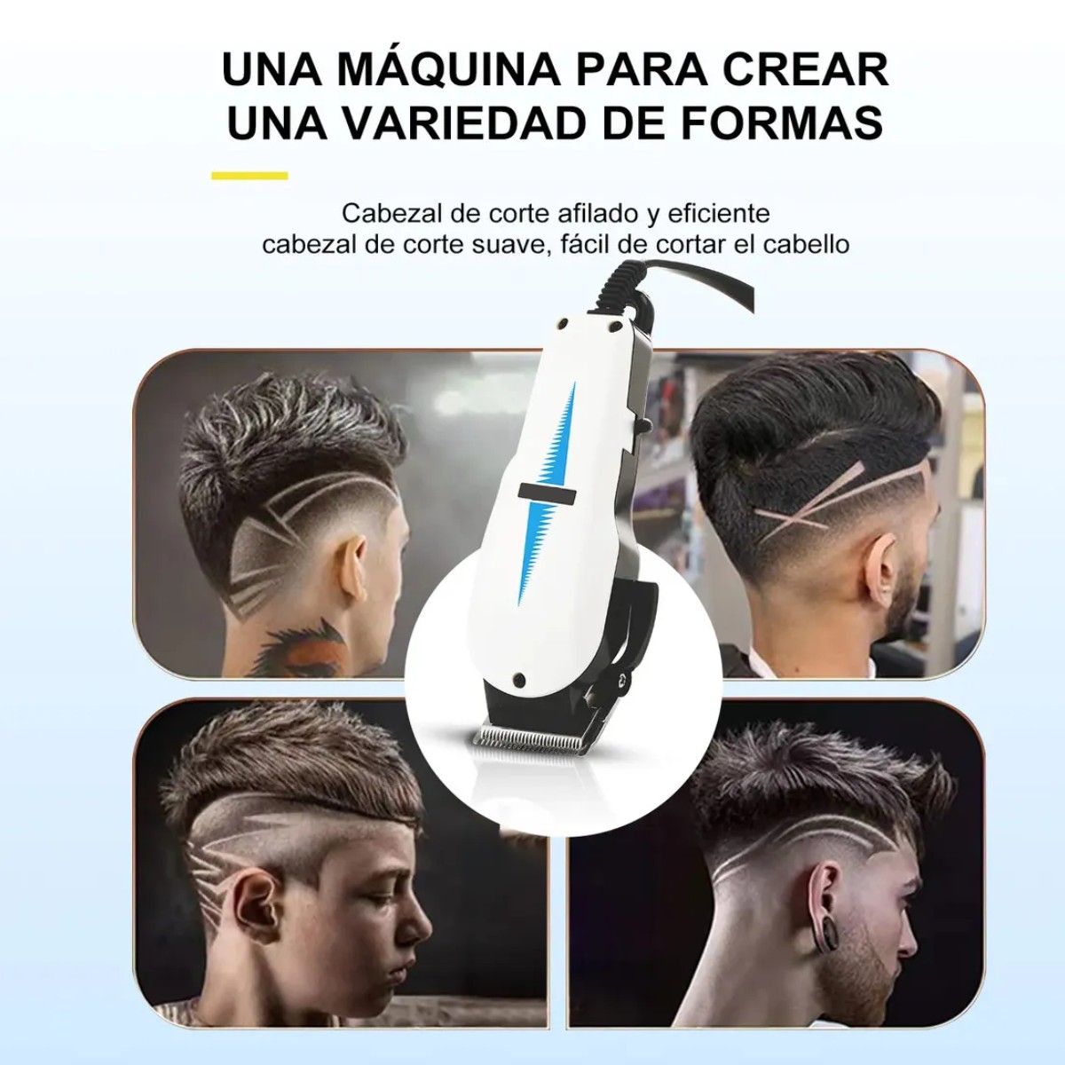 Maquina Para Cortar Cabello Y Barba Cortadora De Pelo Recargable Blanco image number null