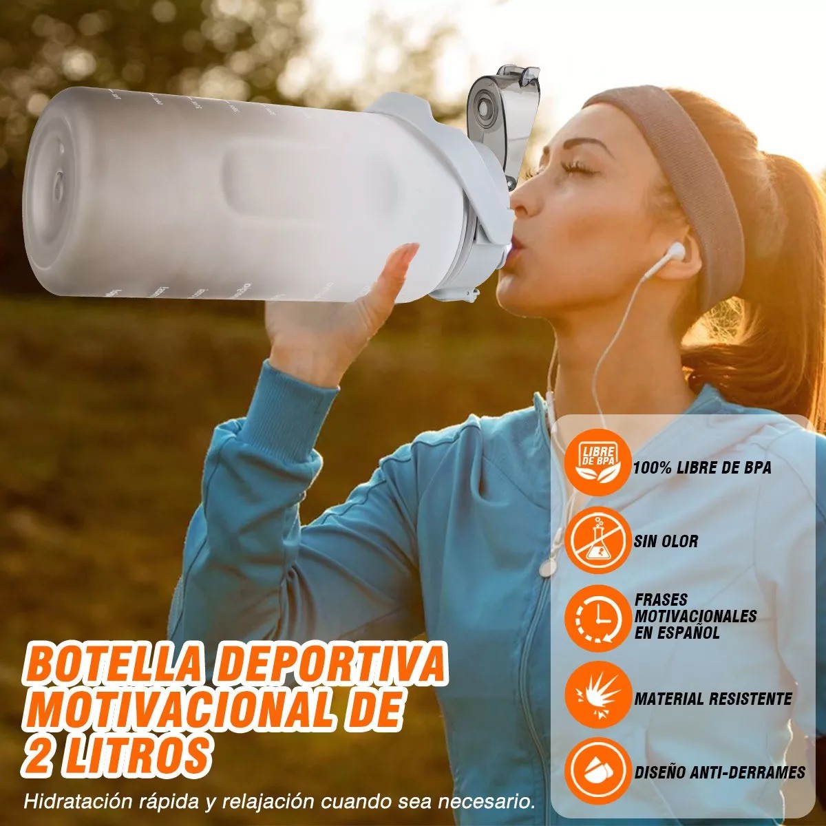 Botella De Agua Deportiva 2 Pack Gran Capacidad 2l Y 800ml image number null