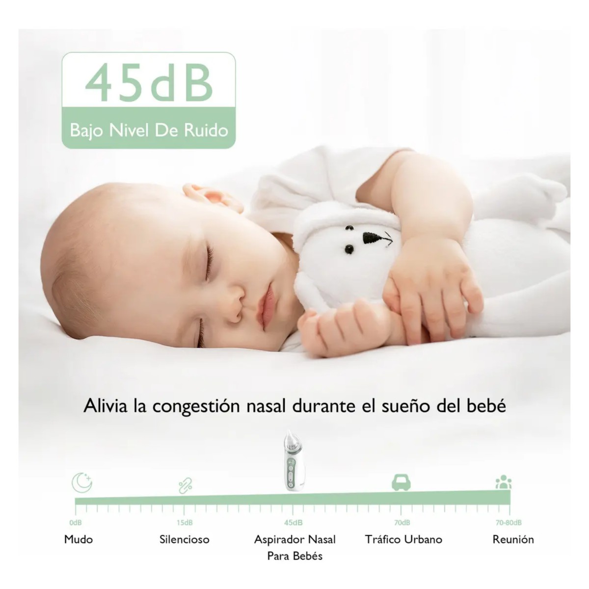 Aspirador Nasal El&eacute;ctrico para Beb&eacute;s Port&aacute;til Verde image number null