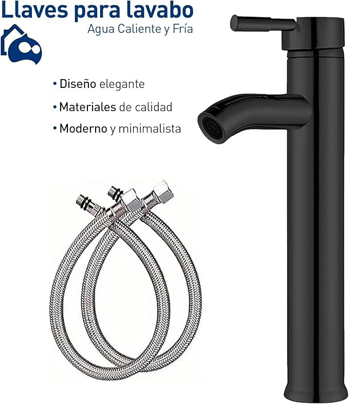 Bluelander Mezcladora para Lavabo, Grifo Monomando Lavabo, Agua Caliente y Fr&iacute;a F&aacute;cil de Instalar, Dise&ntilde;o Elegante image number null