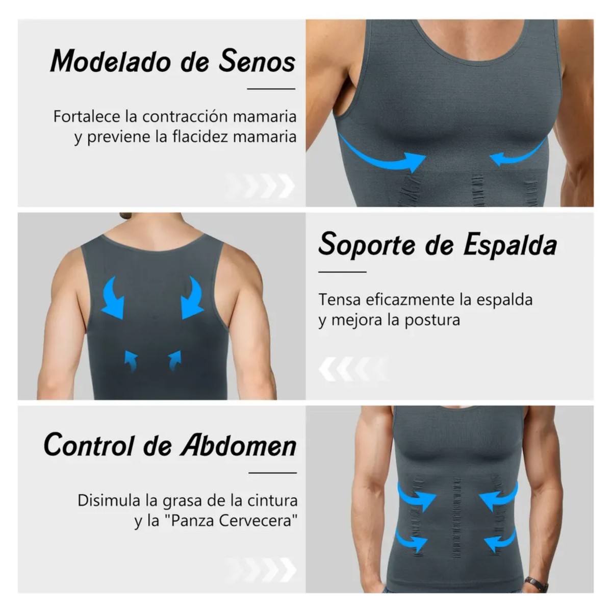 Kit 3pzs Playeras Faja Reductora Moldeadora Para Hombre Blanco Talla G image number null