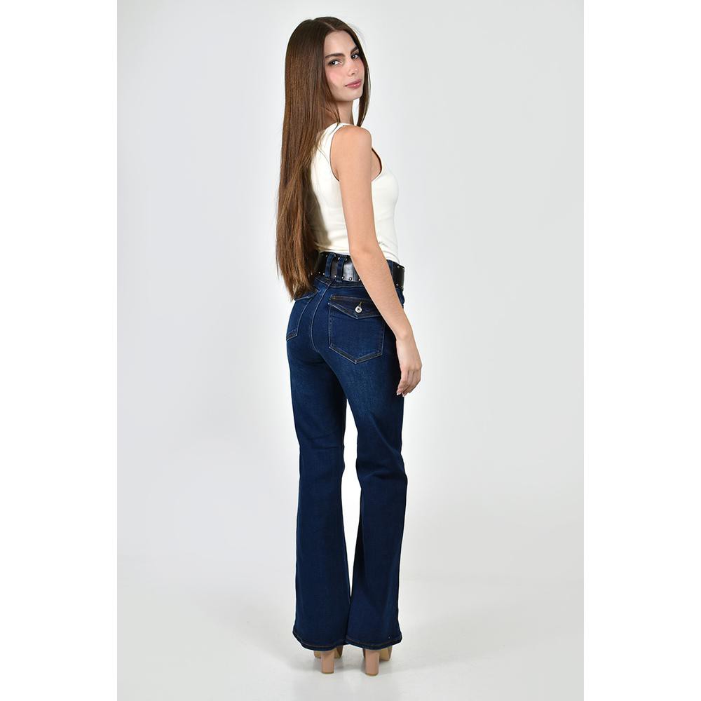 Jeans acampanados con cinto /Juvenil, 2100 (Azul dark) image number null