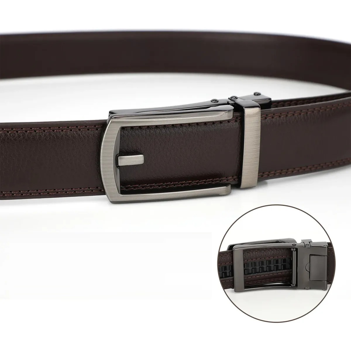 Cinturones Hombre 130 Cm Piel Automatico Color: Negro Marron - C 2 Piezas image number null