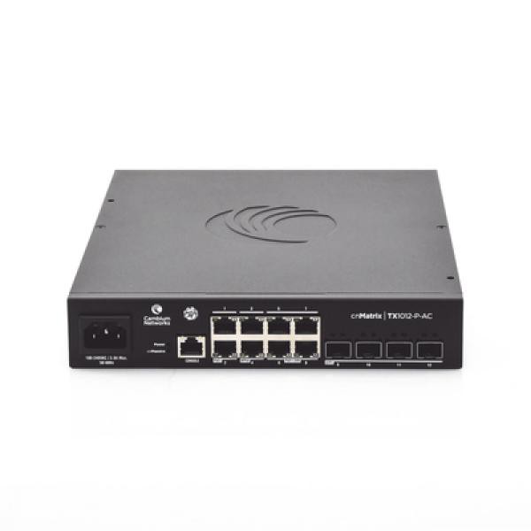 Switch Cambium cnMatrix TX1012-AC-P PoE 8 Puertos Gigabit + 4 SFP+ 200W L2/L3 Gesti&oacute;n Nube image number null
