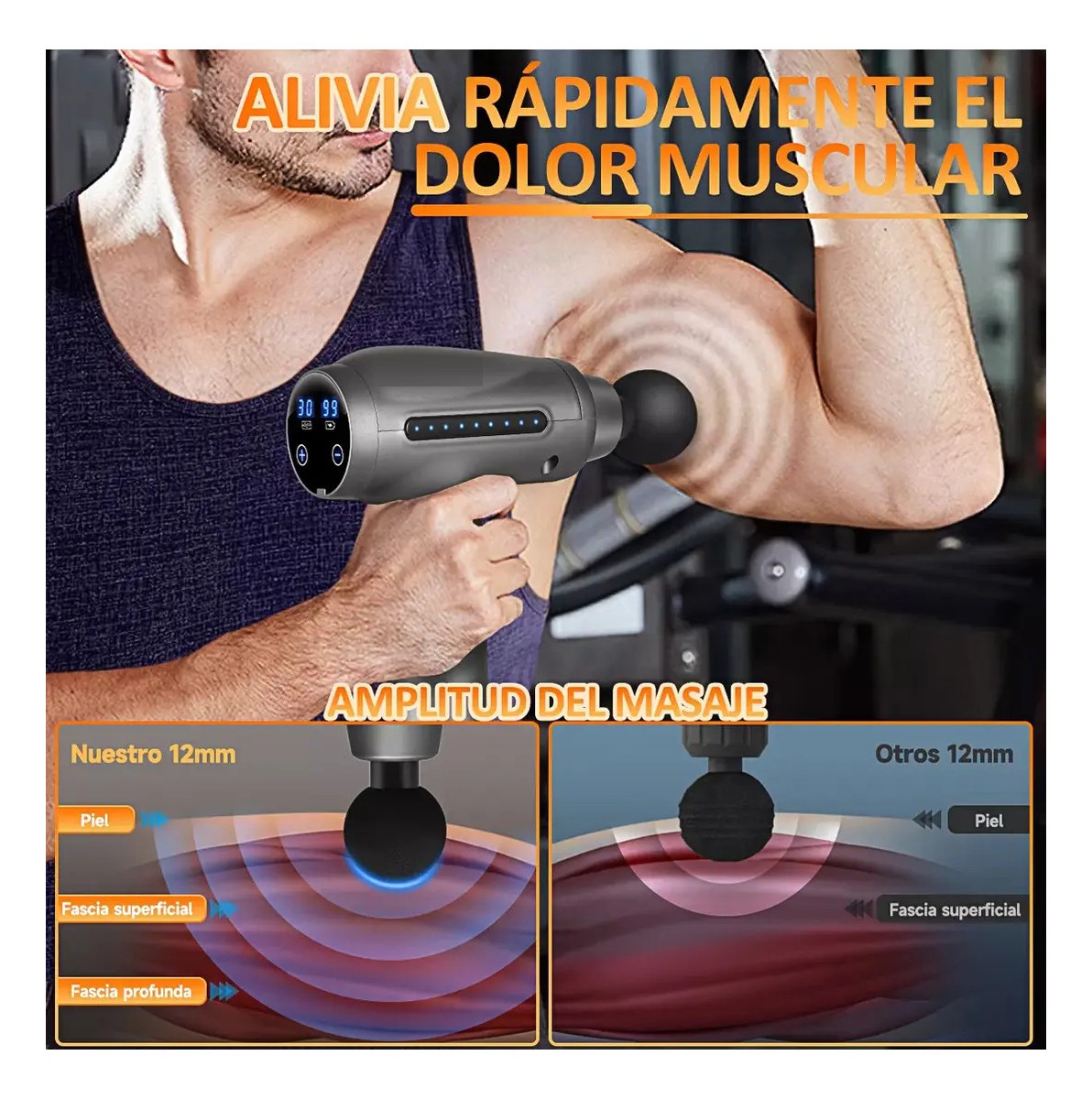 "Pistola masajeadora para muscular ShawNice H805 gris 110V " image number null
