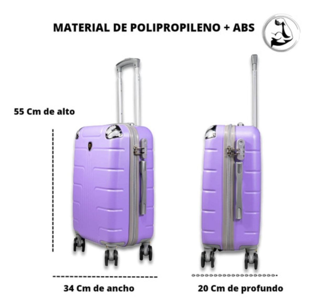 Maleta De 10 Kg Cabina C/ Candado De Seguridad Doble Llanta Morado image number null