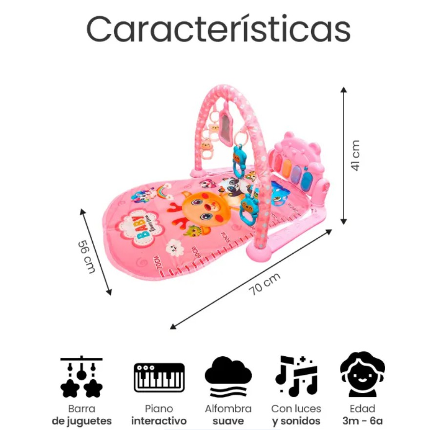 Gimnasio para Beb&eacute;s Black Box Piano Musical Tapete color rosa image number null