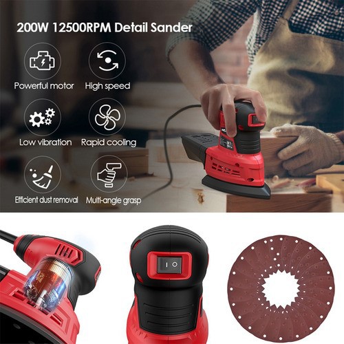 Kknoon Lijadora Orbital De Rat&oacute;n 1.6a 200w Con Disco De Lija rojo negro. image number null