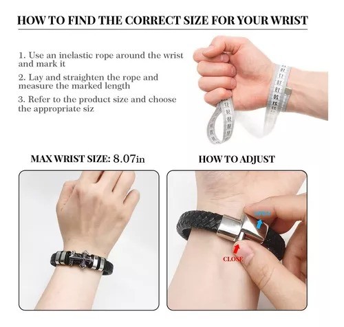 5 Piezas Pulsera Para Hombre De Cuero Con Hebilla Magn&eacute;tica image number null