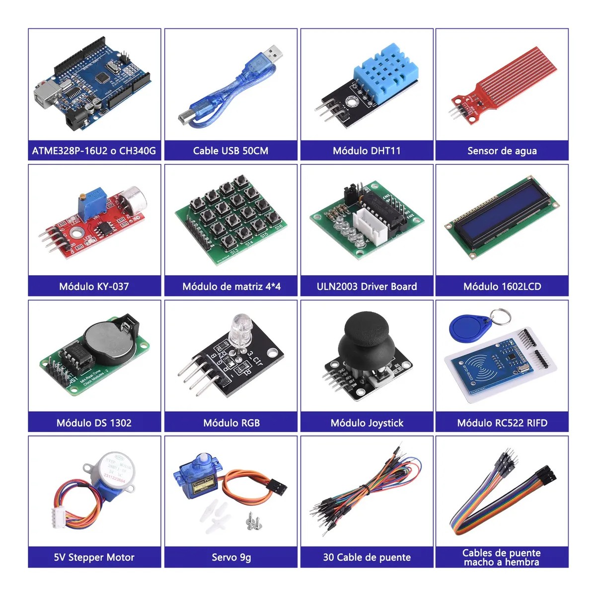 Kit Electronica B&aacute;sico Inicio Compatible Con Arduino Uno R3 image number null