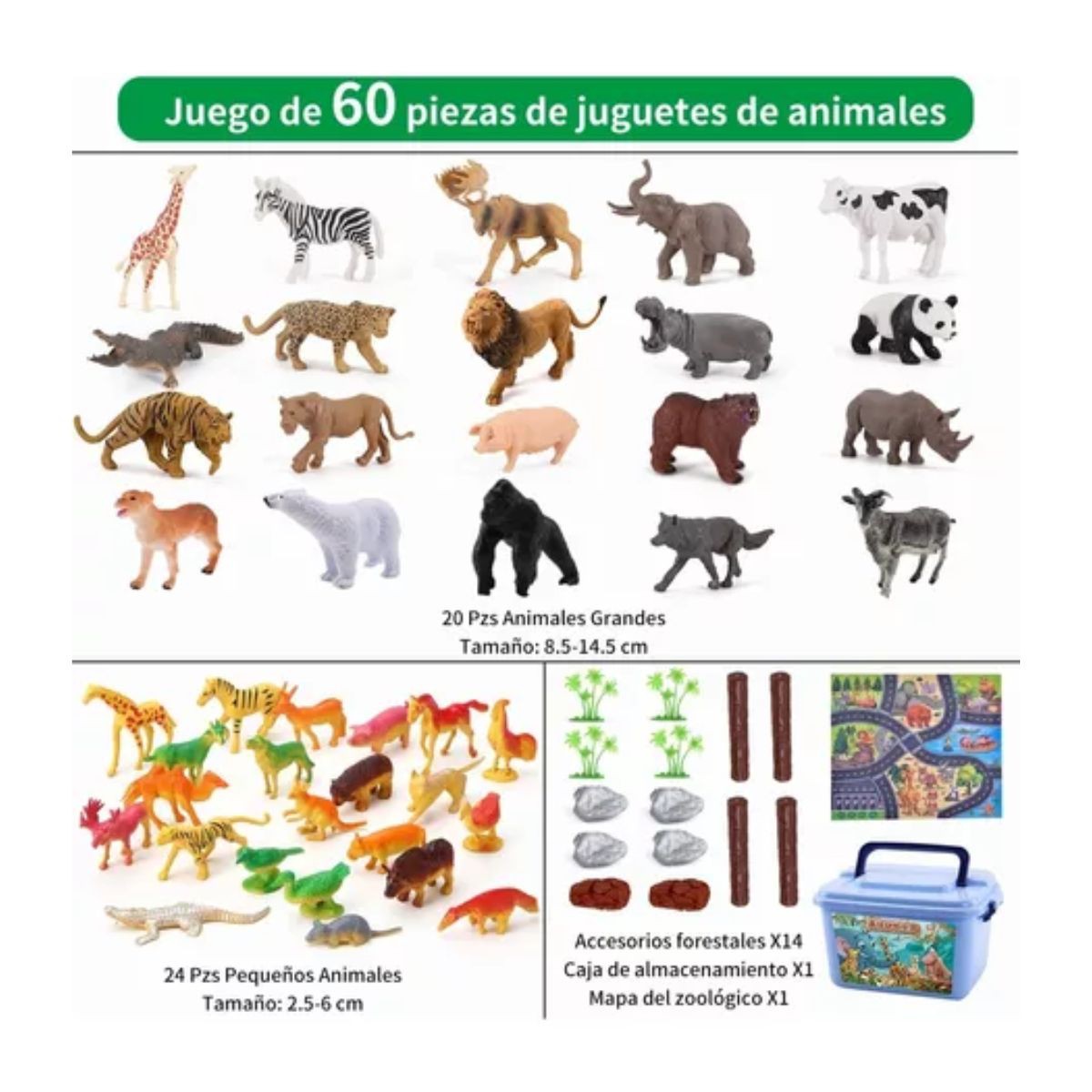 Juguetes Para Ni&ntilde;os, Juguetes De Animales Con Mapas 60 Pzs. image number null