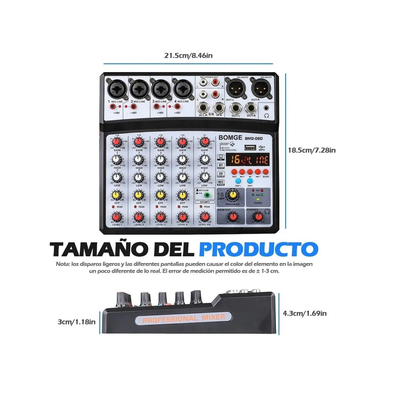 Audio Mezclador Bluetooth Usb Dsp (6 Canales) Negro image number null