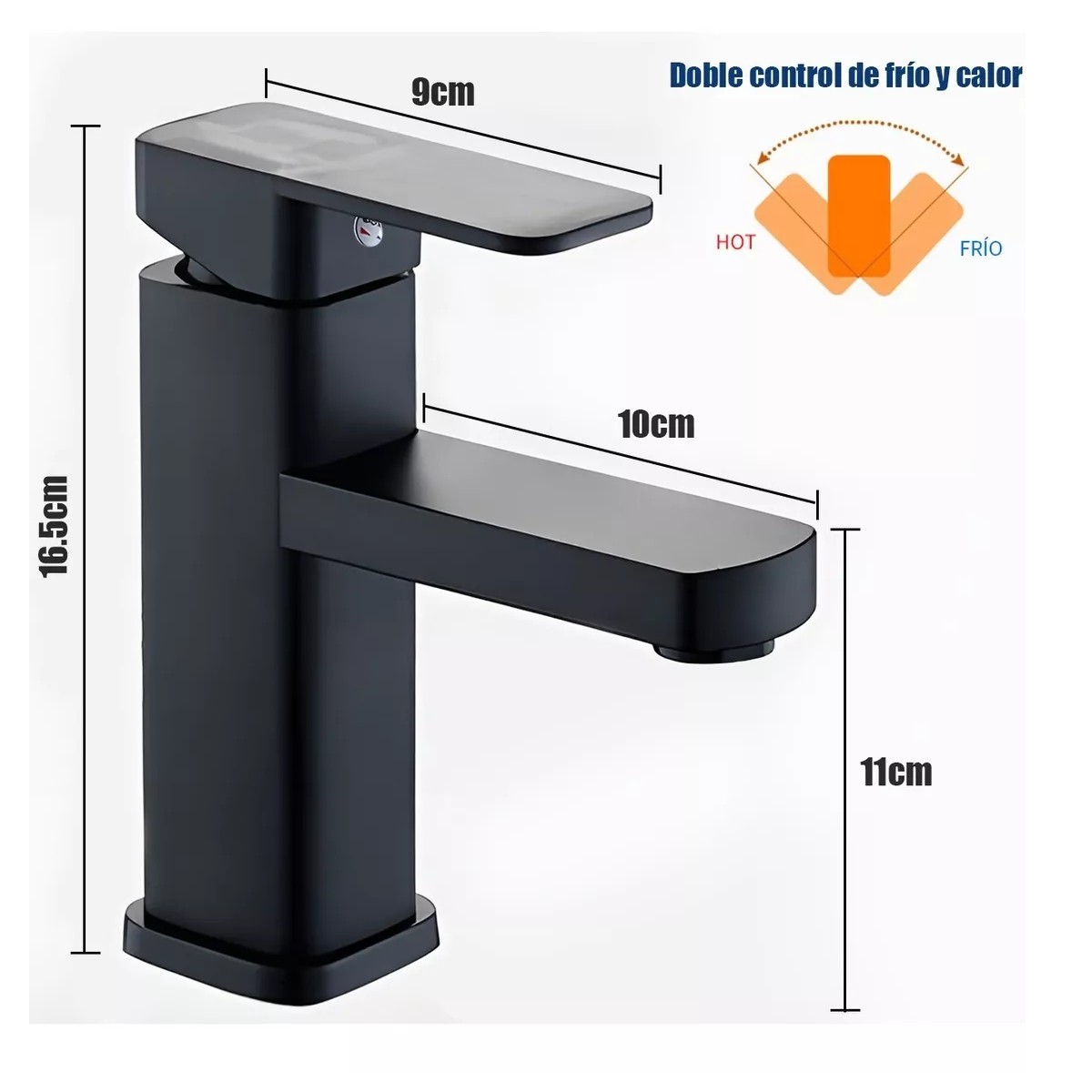 Grifo Ba&ntilde;o Llave Monomando Fregadero Mezcladora Inoxidable Negro image number null