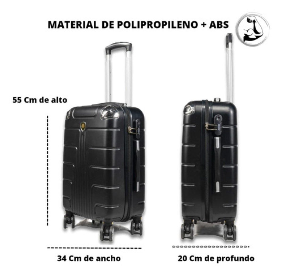 Maleta 10 Kg Cabina C/candado De Seguridad Doble Llanta Negro image number null
