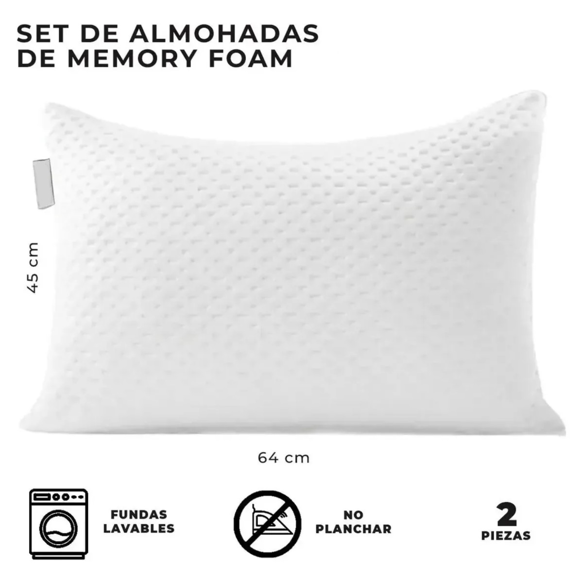 Almohadas Memory Foam Gel C&oacute;moda Suave Ajustable Color Blanco 2 Piezas image number null