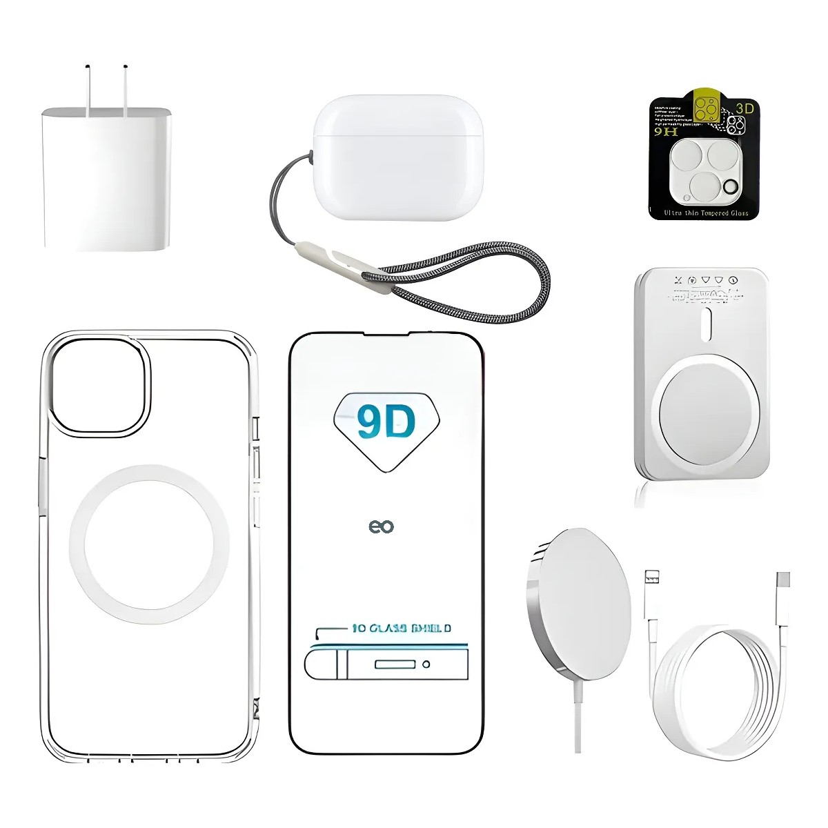 kit Cargador 20w Inal&aacute;mbric 10000 Mah Auricular Para iPhone 11 Pro image number null