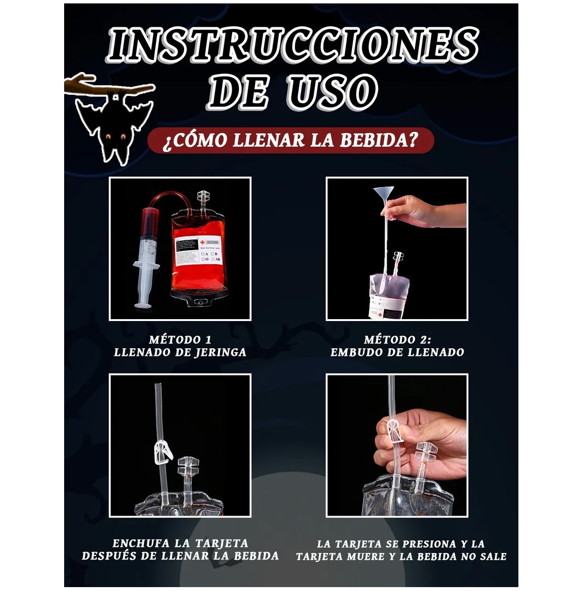 Bolsa De Sangre Falsa Halloween Vampiro Para Bebidas 10pc image number null