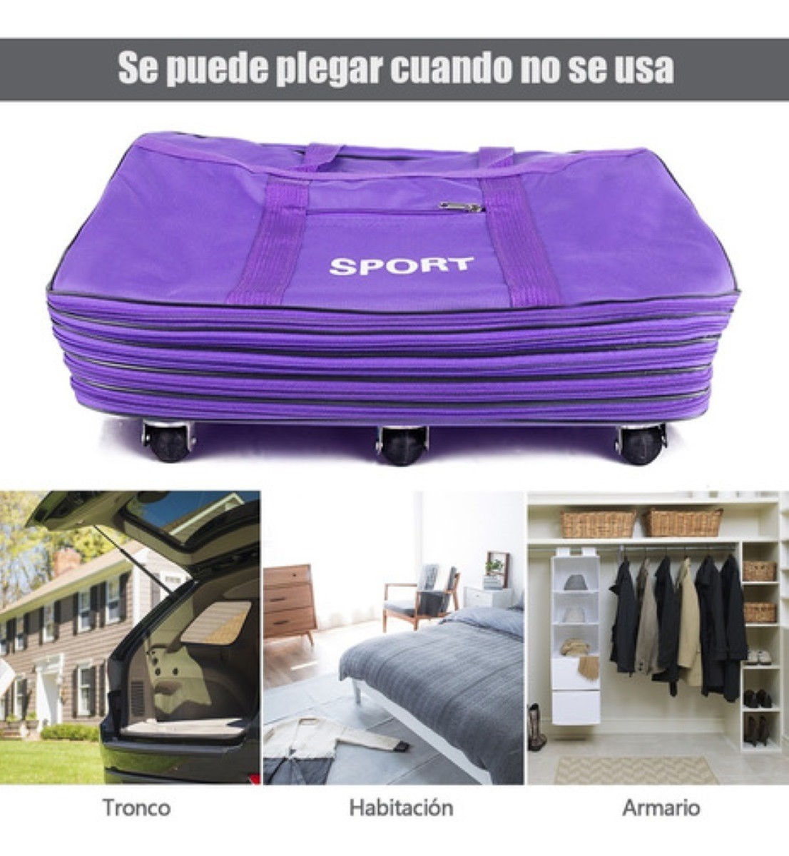 Bolsa De Viaje Deportiva De 45 Pulgadas Con Ruedas Morada image number null
