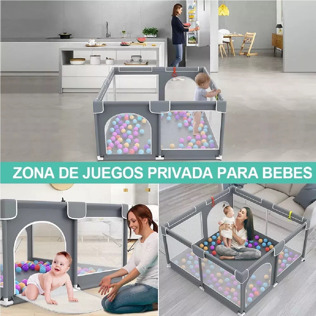 Corral Para Bebe Corralito De Juegos Plegable Infantil(con 30 Pelotas image number null