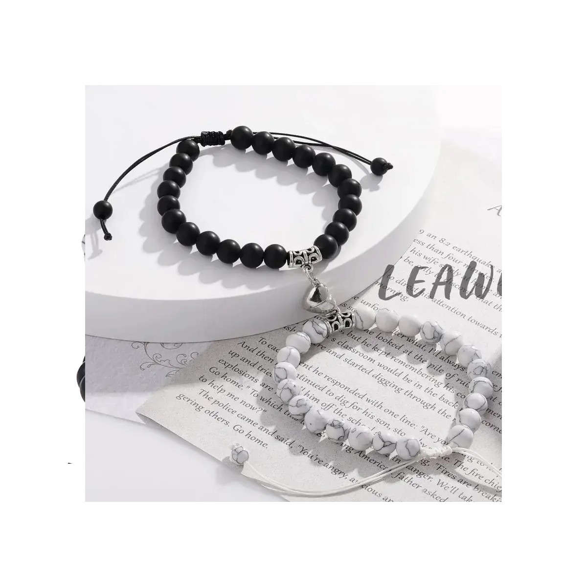 Brazaletes Ajustables Con Imanes Para Pareja, 2 Piezas Amor en Negro image number null