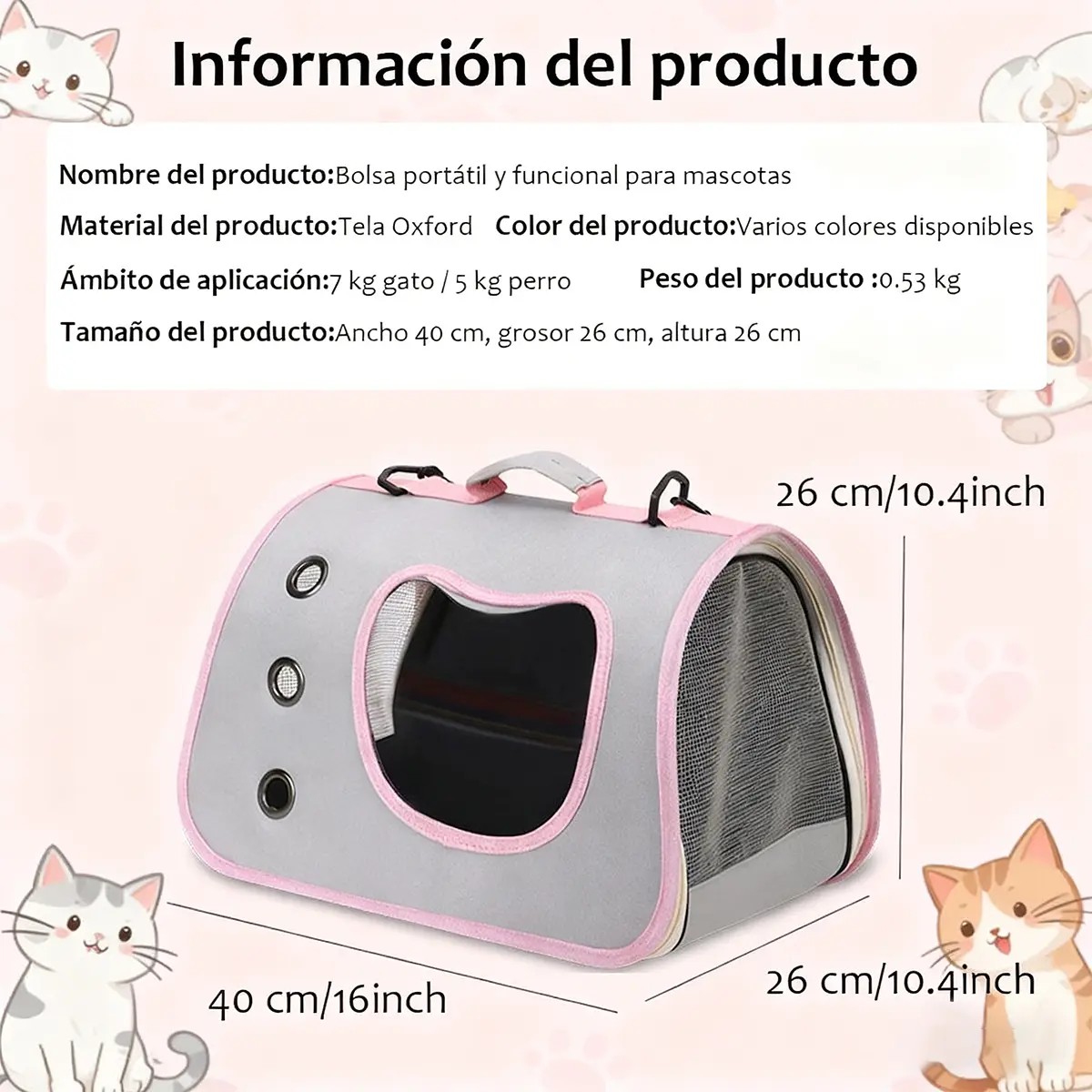 Mochila Plegable Transportadora Bolsa Mascotas Perro Gato Estilo 5 image number null