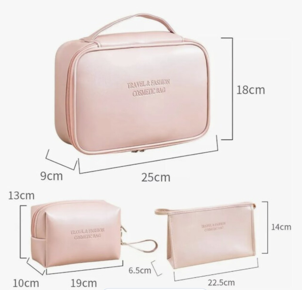 Estuches De Maquillaje Bolsa Cosmetiquera Set 3 Neceser Modelo Negro image number null