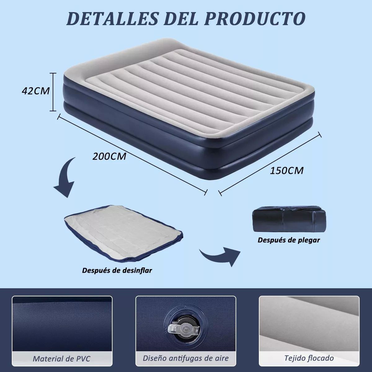 Colchon Inflable Queen Size Con Bomba El&eacute;ctrica Incluida image number null