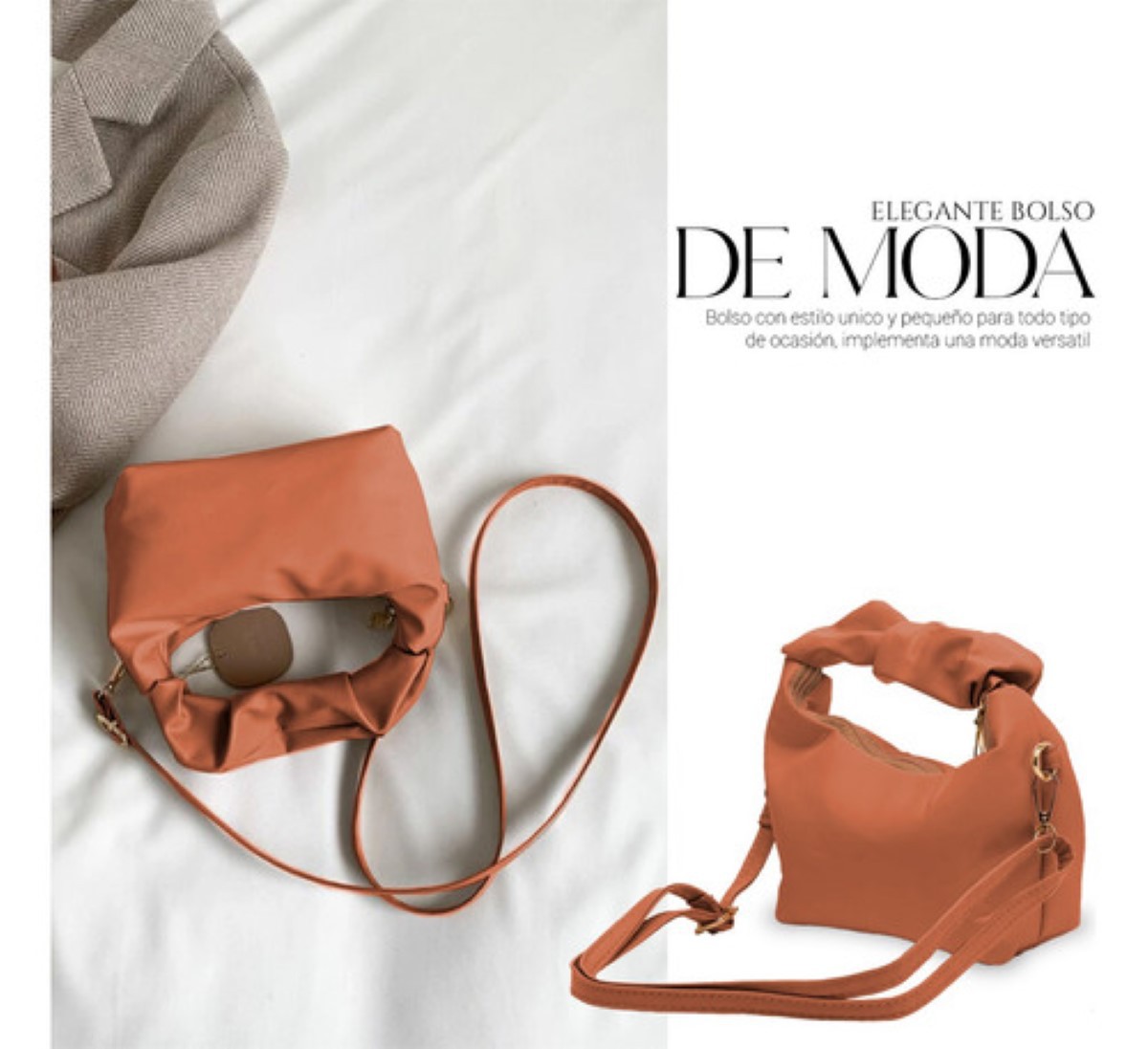 Bolso De Mano Tipo Piel Elegante Casual Para Mujer. image number null