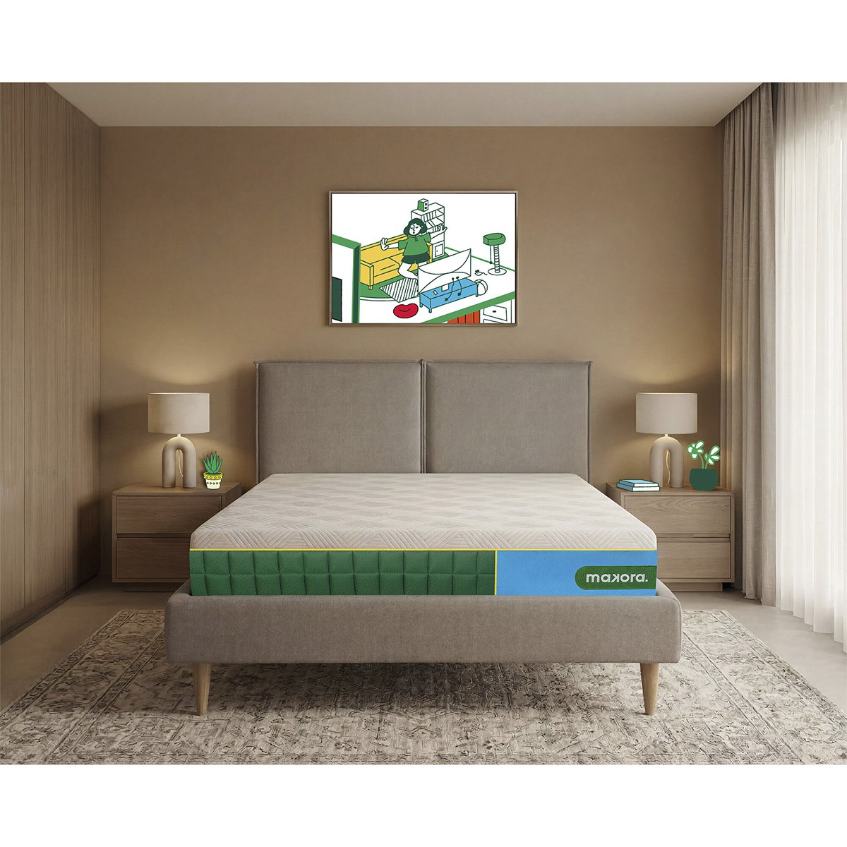 Colch&oacute;n Individual Makora Elara Hibrido Memory Foam Ergon&oacute;mico image number null