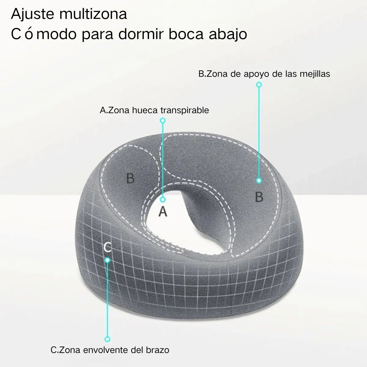 Almohada Masaje Boca Abajo Coj&iacute;n Facial Para Reposacabezas image number null