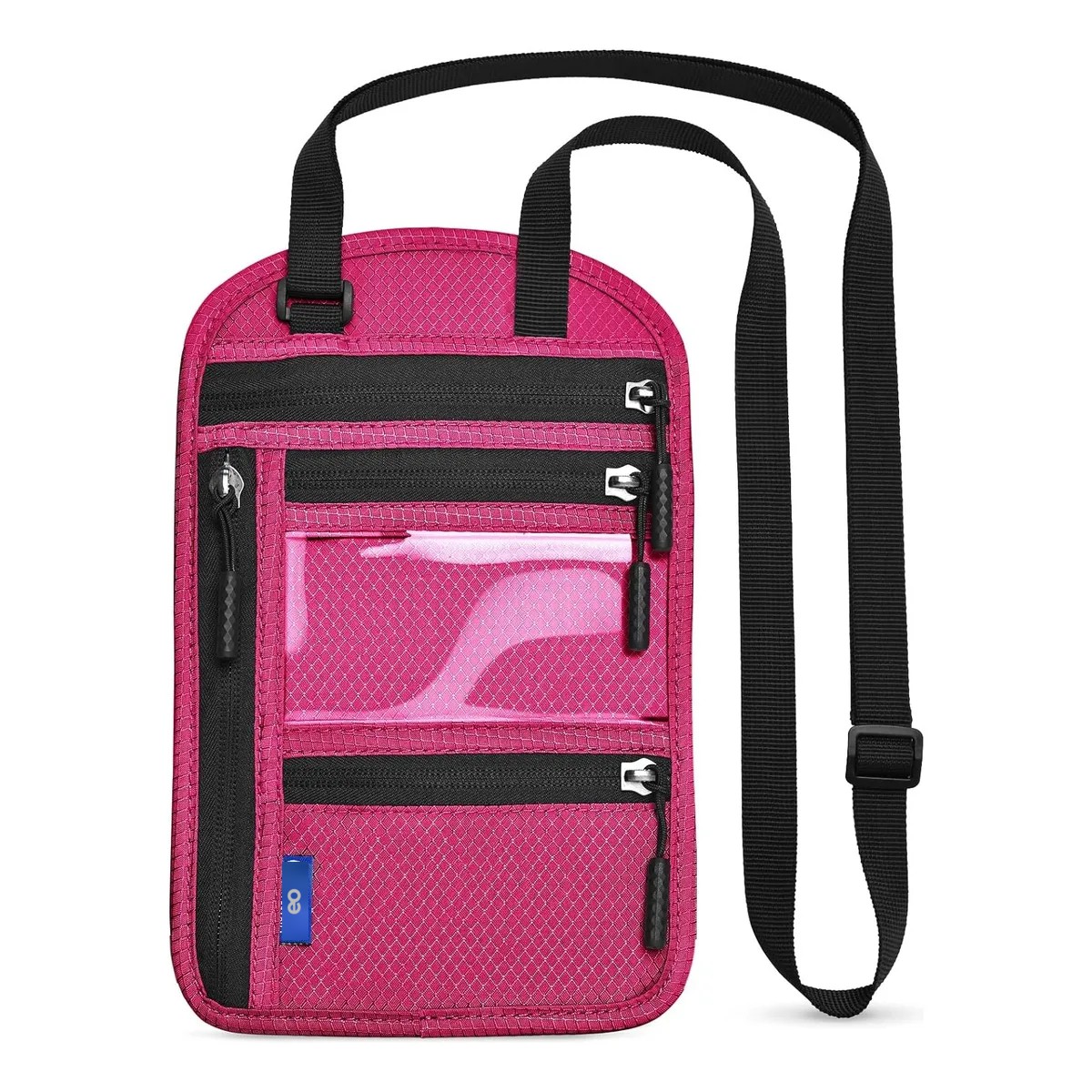 Portadocumentos Viaje Rfid Cartera De Cuello Impermeable Rosa image number null