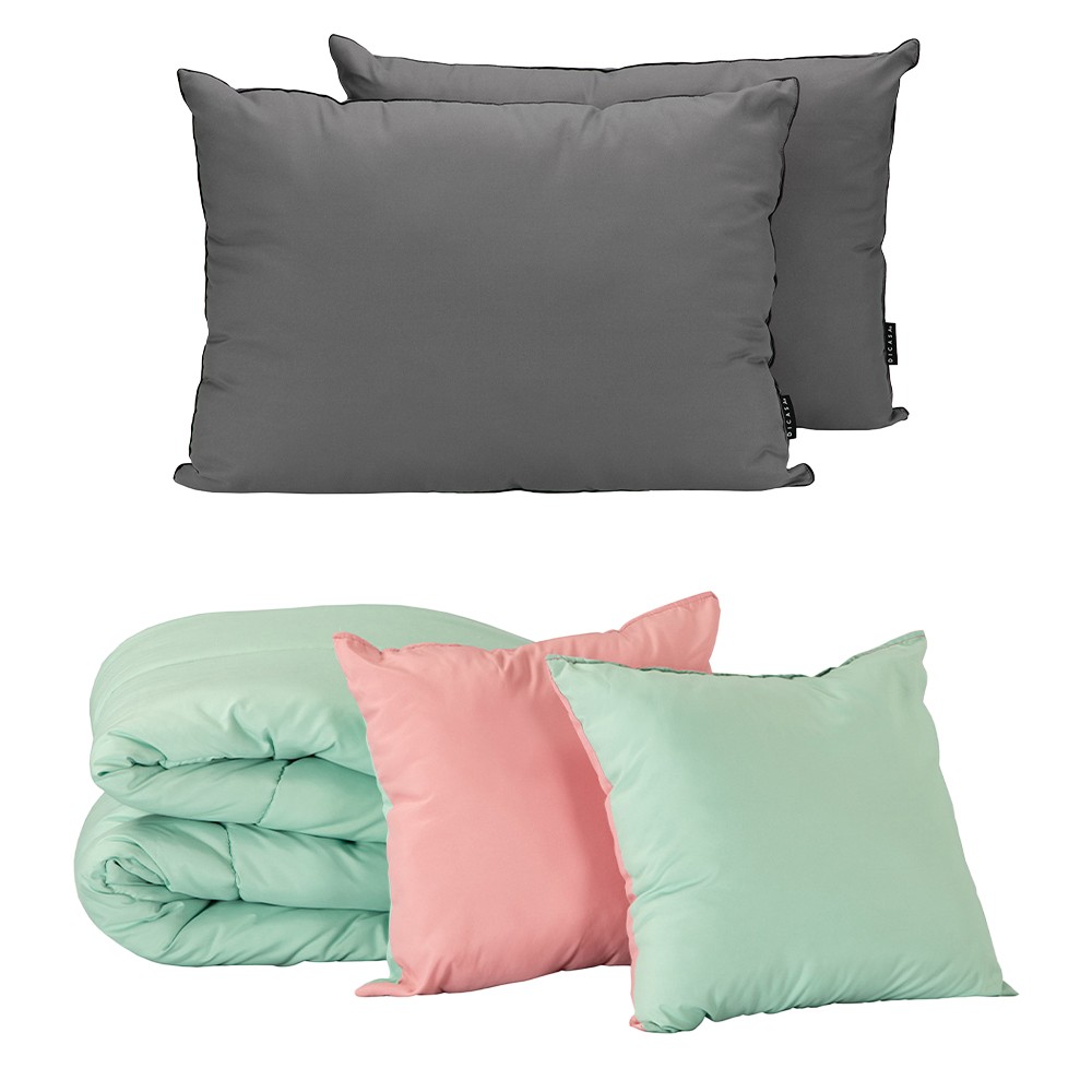 Edred&oacute;n King Size Dicasa Couzy Doble Vista Rosa con Menta con Almohada 2 Pack image number null