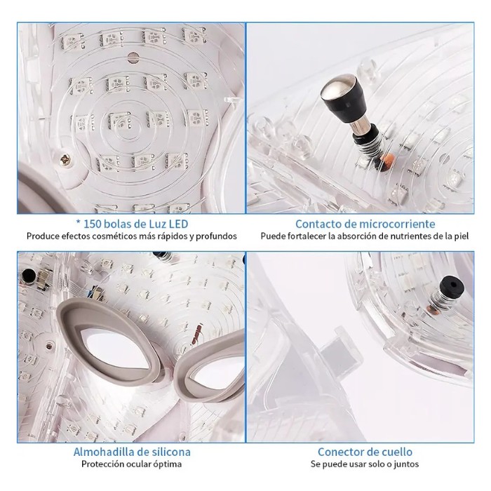Mascara Facial LED 7 Colores para Cuidado Facial &middot; Terapia Lum&iacute;nica &middot; Antiedad &middot; Reafirmante &middot; Control Remoto Incluido image number null