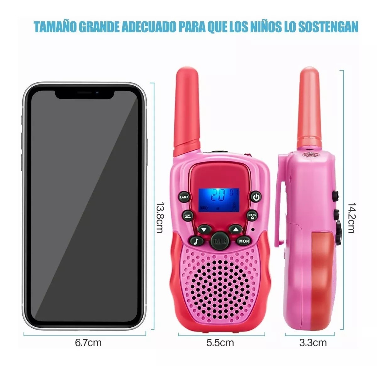 3 Pcs Walkie Talkie Ninos Recargable + Cargador Y 12 Bateria image number null