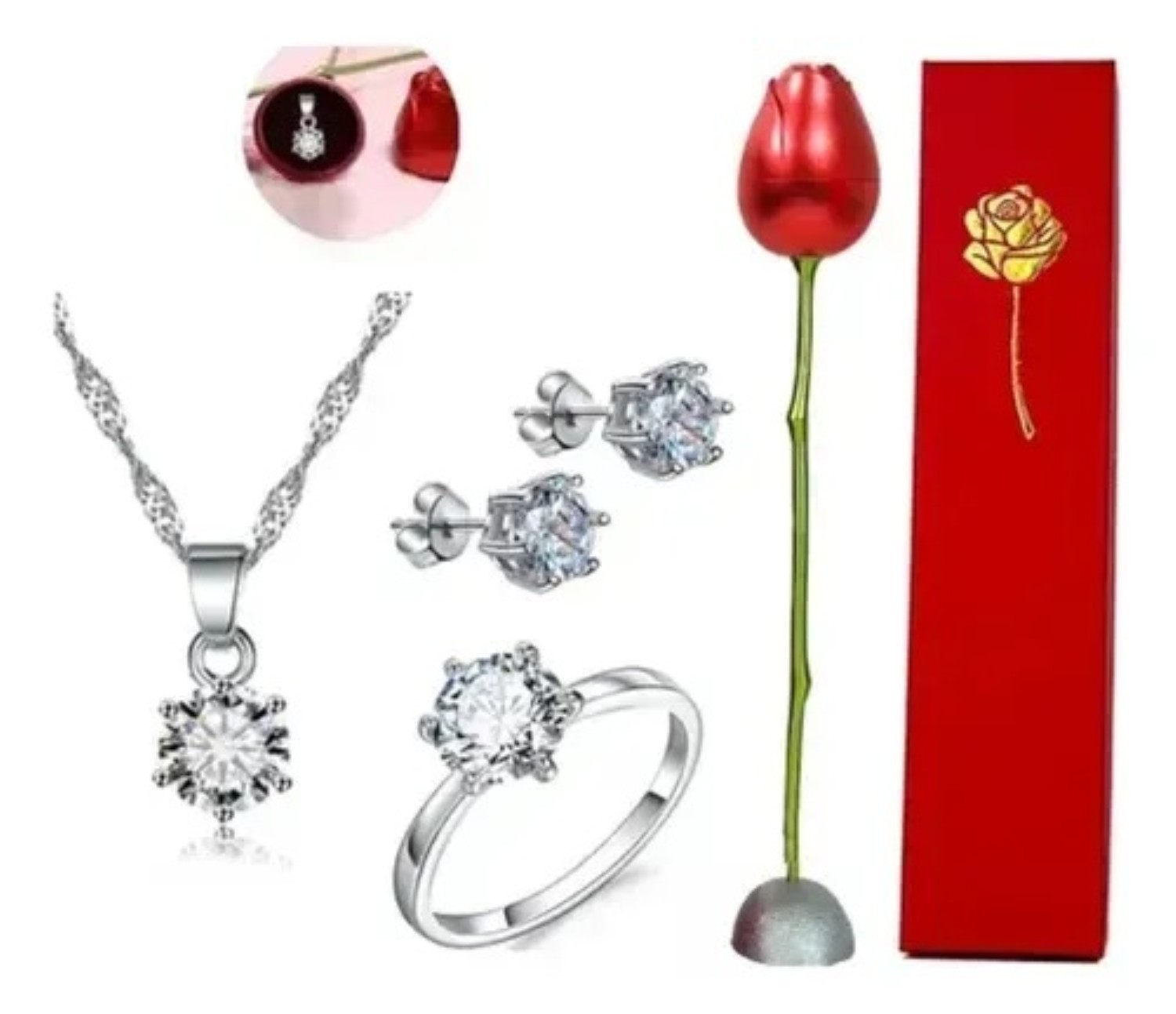Rosas Exquisita,regalos Para Mujeres,regalos De San Valent&iacute;n plata rojo image number null