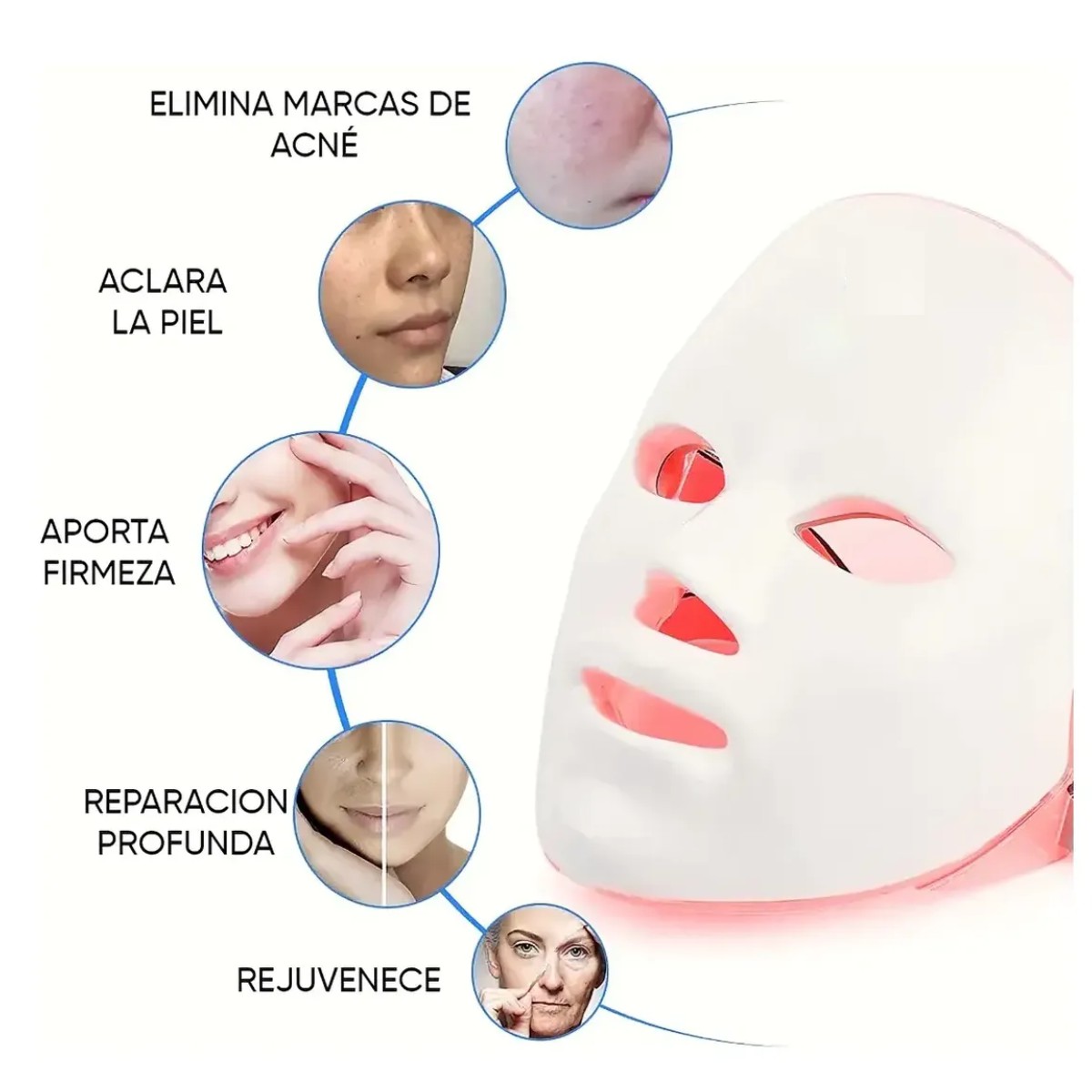 M&aacute;scara Facial Led Spa Skin Care Belleza Luz De 7 Colores image number null