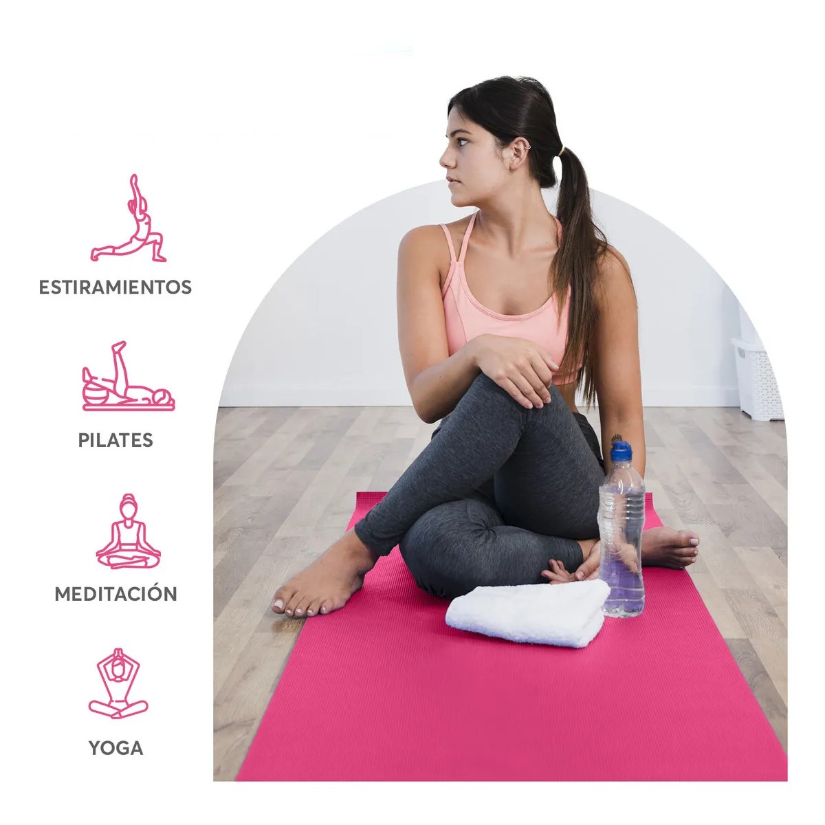 Tapete Port&aacute;til Yoga Pilates Color Fiusha image number null