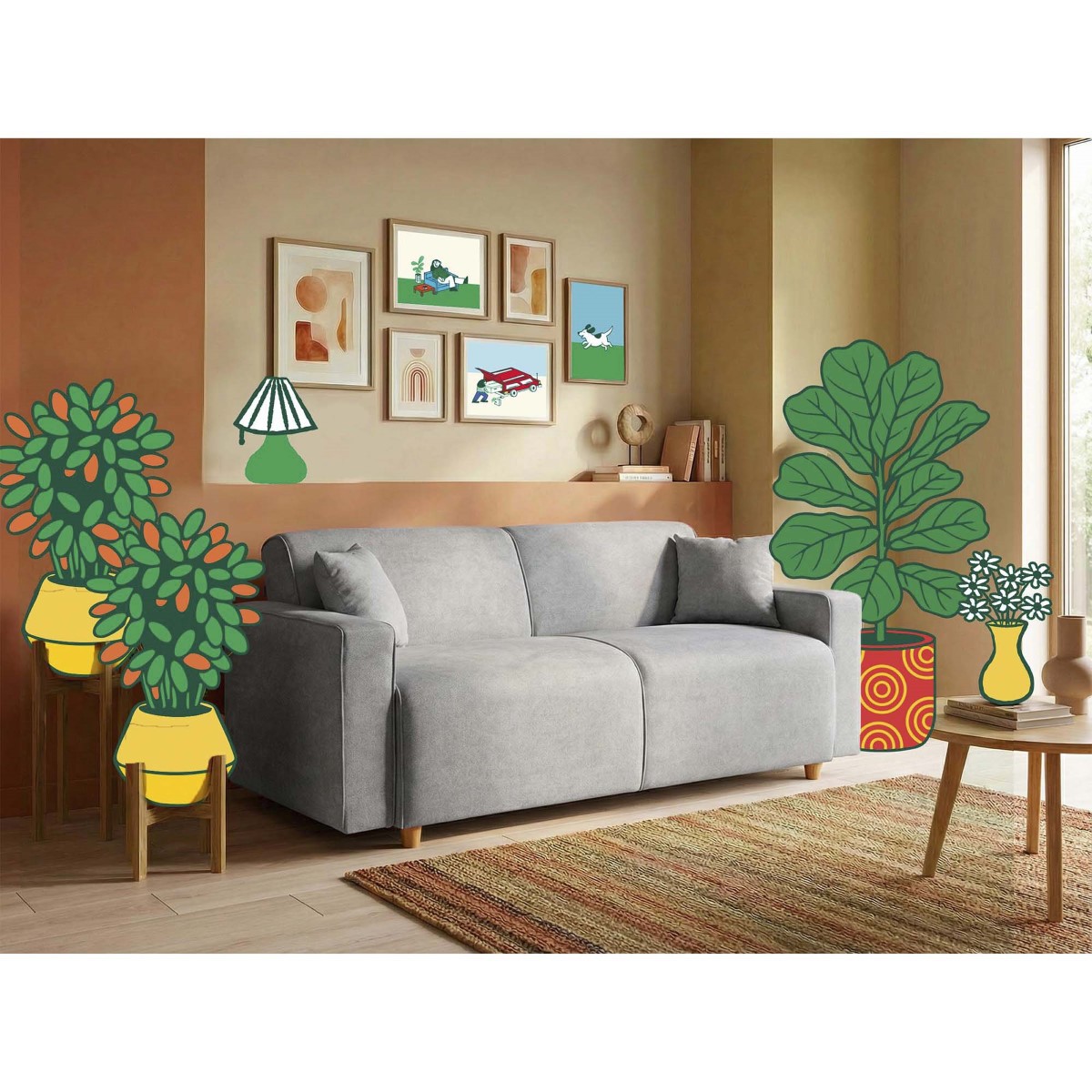Sof&aacute; Cama Makora Azulik con Memory Foam, Color Grey Velvet, Respaldo Reclinable de 3 Posiciones image number null