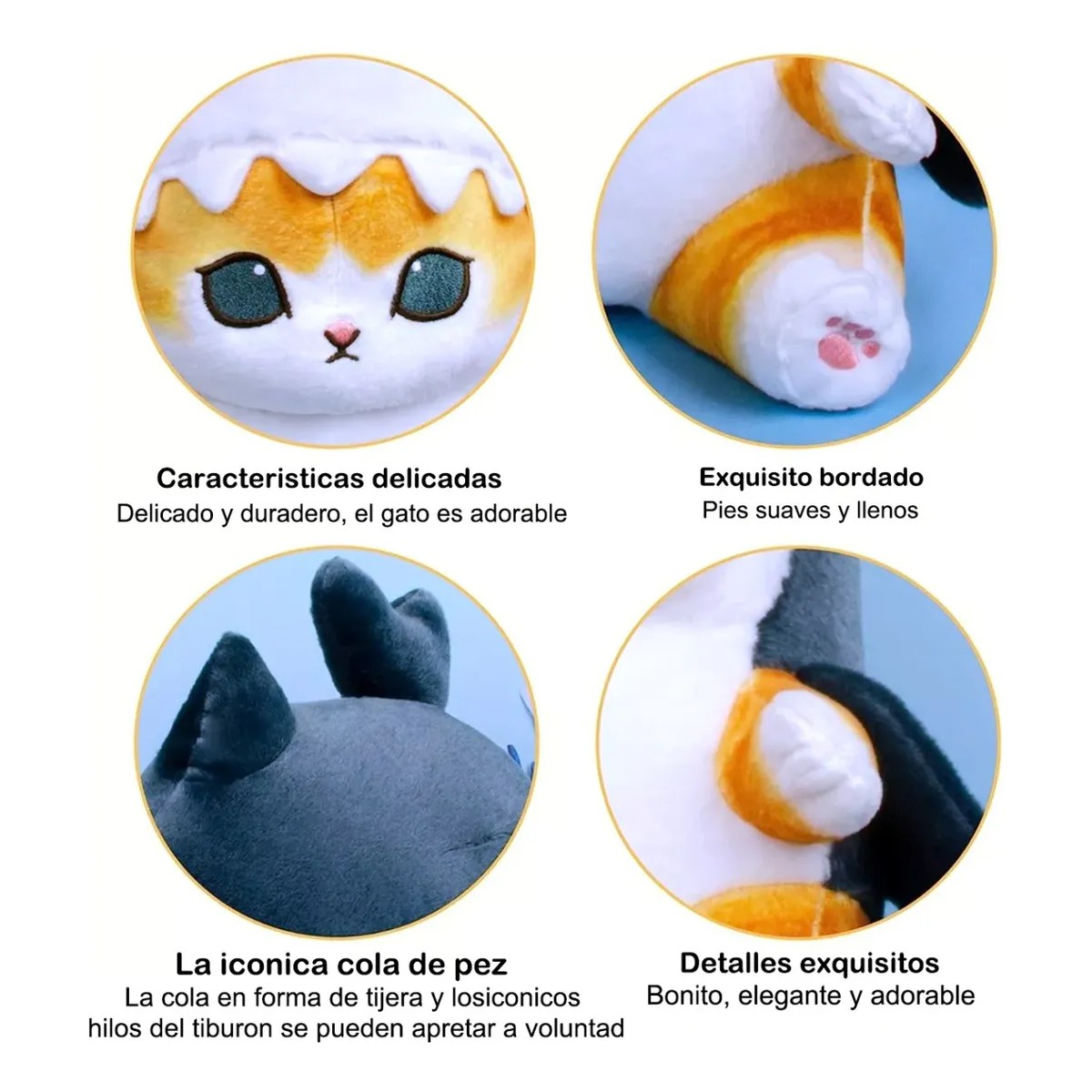 Set De 2 Gatos De Peluche Tibur&oacute;n Y Camar&oacute;n 13cm image number null