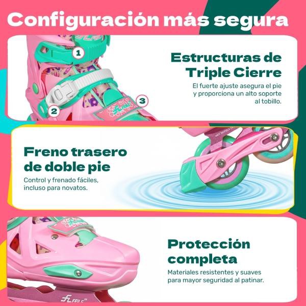 Patines Linea 4 Ruedas Soporte Aluminio Abec 9 Adultos Ni&ntilde;os Little Monkey image number null