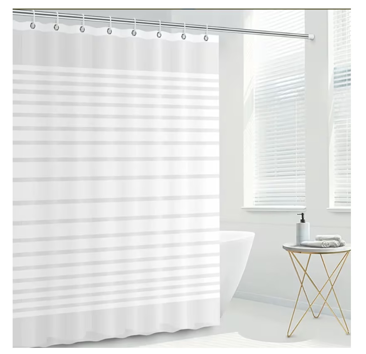 Cortina De Ducha Ba&ntilde;era 180x200 Cm Ba&ntilde;o Cortinas Impermeable Modelo Blanco image number null